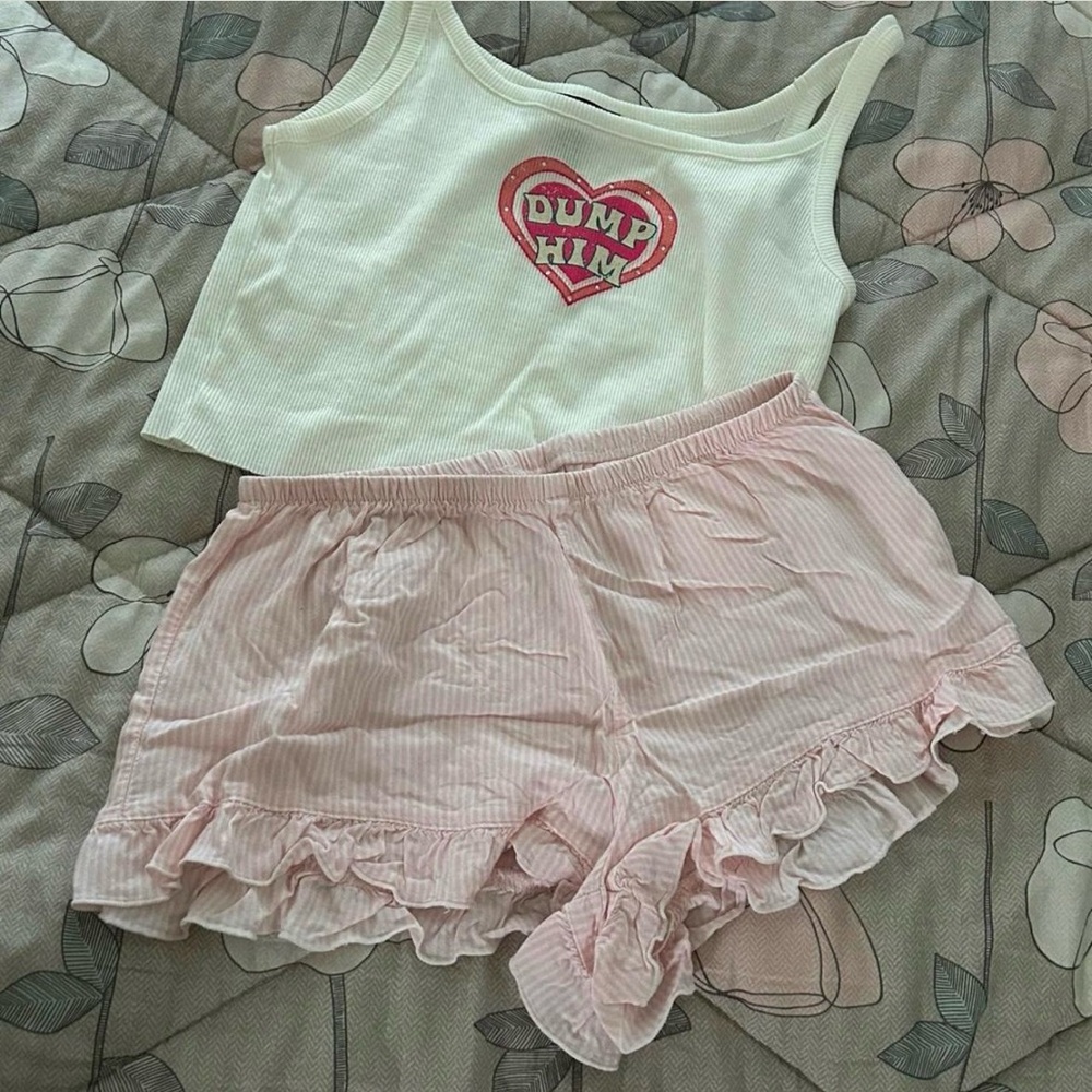 H&M ruffled Pink Shorts Set